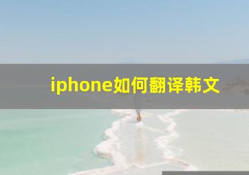 iphone如何翻译韩文