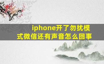 iphone开了勿扰模式微信还有声音怎么回事