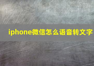 iphone微信怎么语音转文字