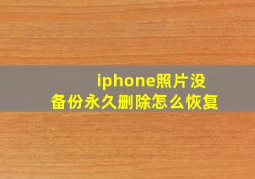 iphone照片没备份永久删除怎么恢复