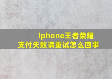 iphone王者荣耀支付失败请重试怎么回事