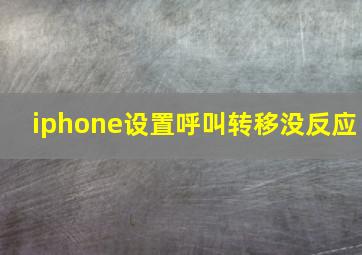 iphone设置呼叫转移没反应