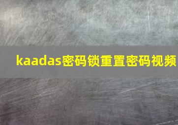 kaadas密码锁重置密码视频