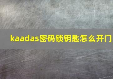 kaadas密码锁钥匙怎么开门