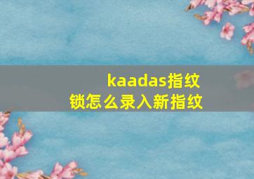 kaadas指纹锁怎么录入新指纹