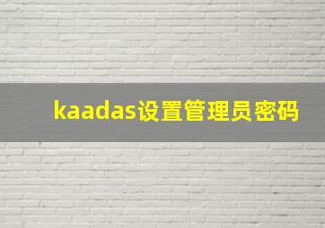 kaadas设置管理员密码