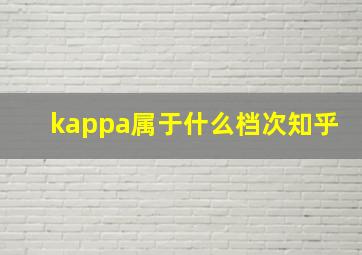 kappa属于什么档次知乎