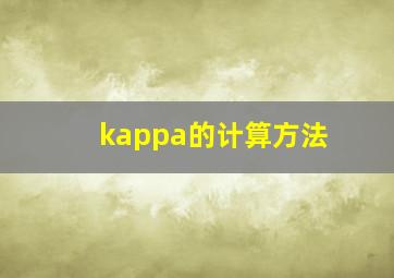 kappa的计算方法