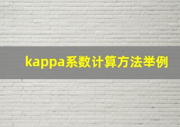 kappa系数计算方法举例