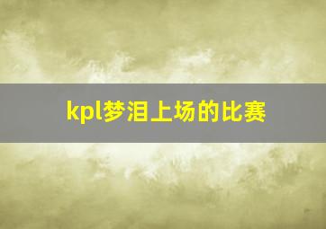 kpl梦泪上场的比赛