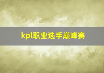 kpl职业选手巅峰赛