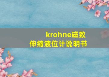 krohne磁致伸缩液位计说明书