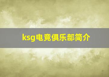 ksg电竞俱乐部简介