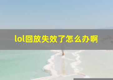 lol回放失效了怎么办啊