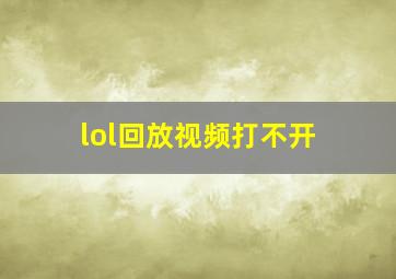 lol回放视频打不开