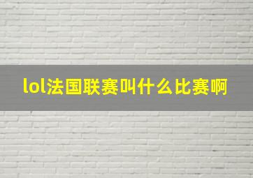 lol法国联赛叫什么比赛啊