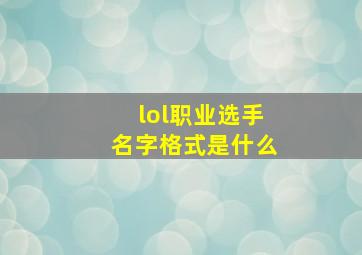 lol职业选手名字格式是什么