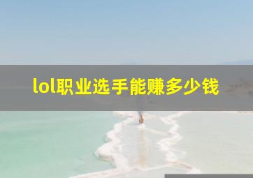 lol职业选手能赚多少钱