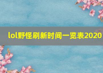 lol野怪刷新时间一览表2020