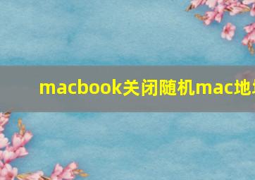 macbook关闭随机mac地址