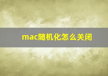 mac随机化怎么关闭