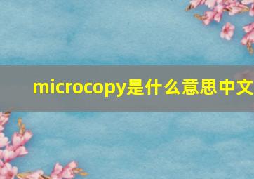 microcopy是什么意思中文