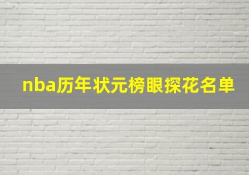 nba历年状元榜眼探花名单