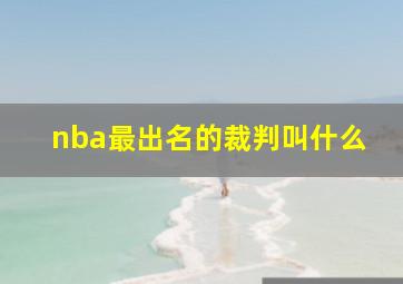 nba最出名的裁判叫什么