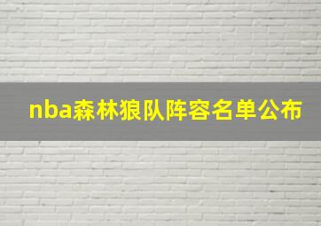 nba森林狼队阵容名单公布