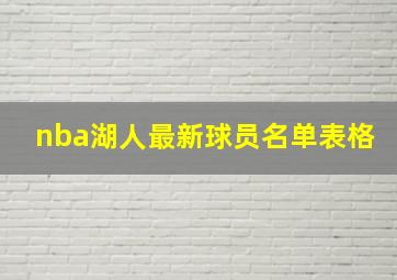 nba湖人最新球员名单表格