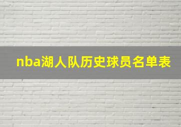 nba湖人队历史球员名单表