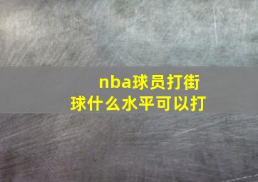 nba球员打街球什么水平可以打