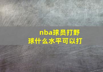 nba球员打野球什么水平可以打