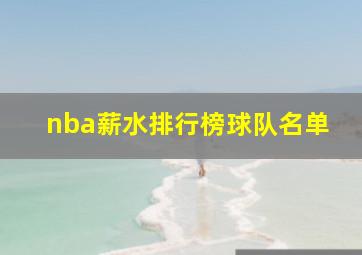 nba薪水排行榜球队名单