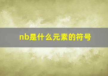 nb是什么元素的符号