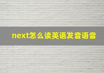 next怎么读英语发音语音