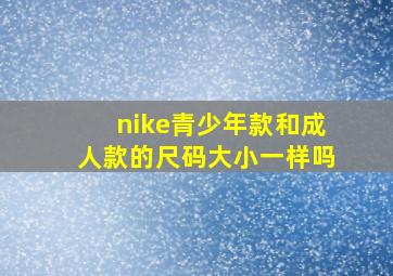 nike青少年款和成人款的尺码大小一样吗