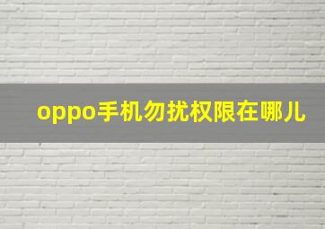 oppo手机勿扰权限在哪儿