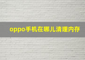 oppo手机在哪儿清理内存