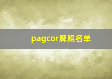 pagcor牌照名单