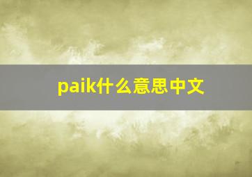 paik什么意思中文