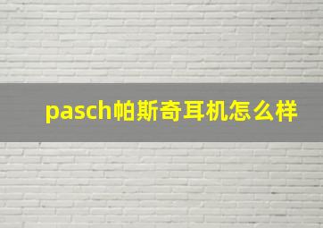 pasch帕斯奇耳机怎么样