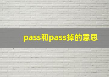 pass和pass掉的意思