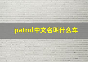 patrol中文名叫什么车