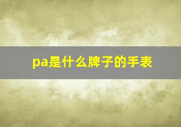 pa是什么牌子的手表