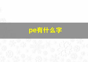 pe有什么字