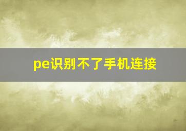 pe识别不了手机连接