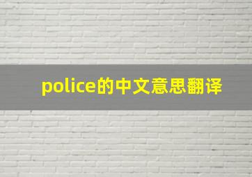 police的中文意思翻译