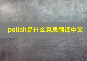 polish是什么意思翻译中文