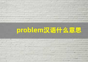 problem汉语什么意思